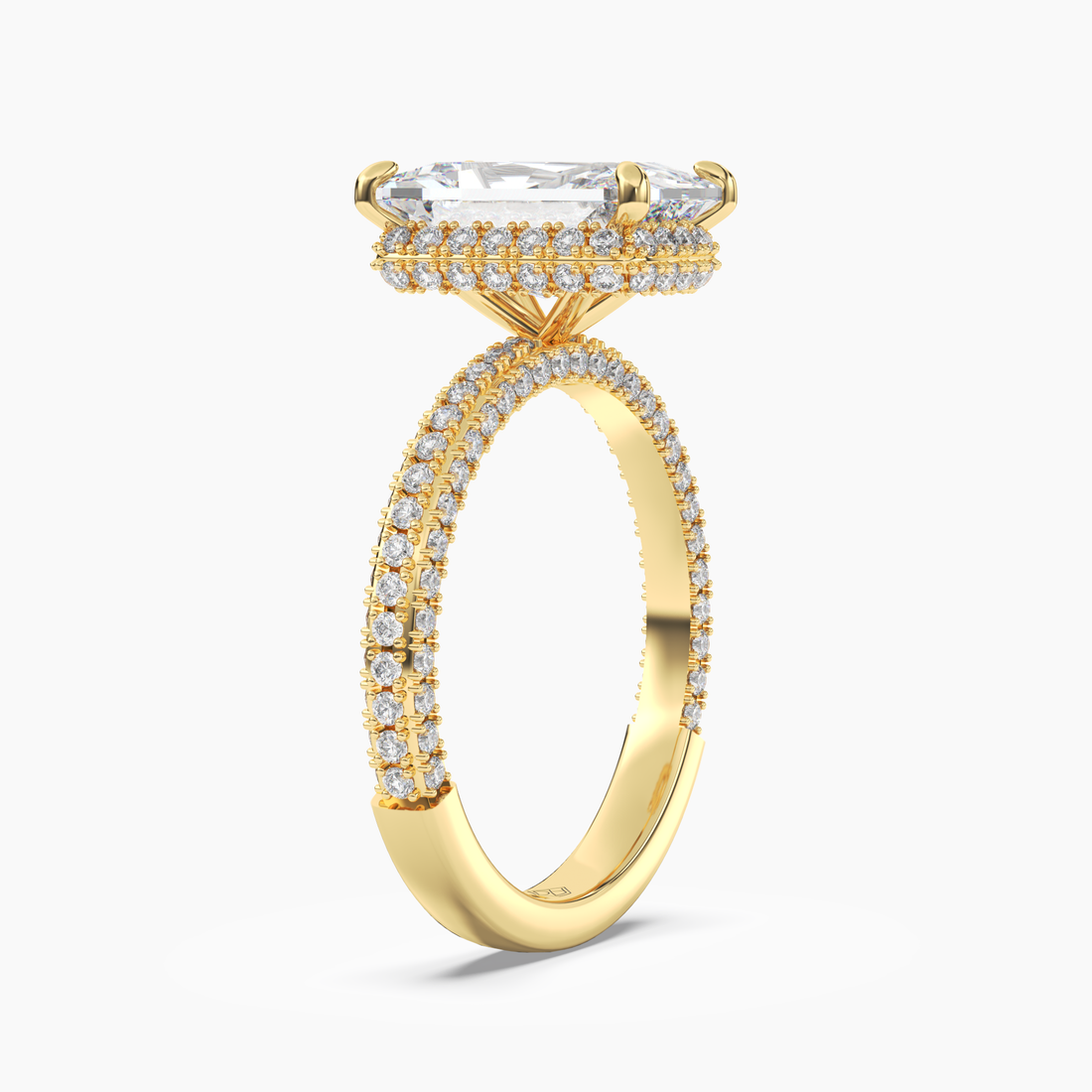 Vesper Radiant Hidden Halo 2 Carat Lab Grown Diamond Engagement Ring in 14K White Gold