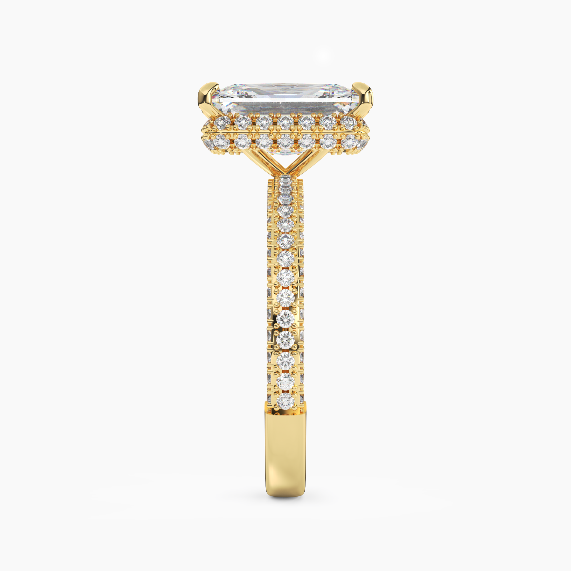 Vesper Radiant Hidden Halo 1.5 Carat Lab Grown Diamond Engagement Ring in 18K Yellow Gold