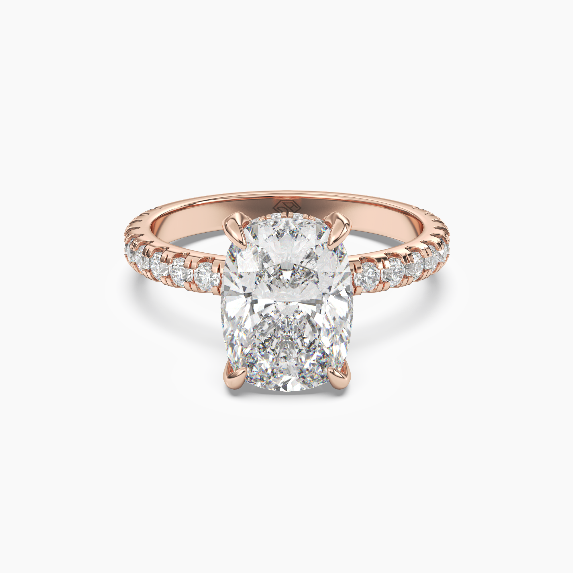 Breeze Cushion Hidden Halo Diamond Ring Setting in 14K Rose Gold