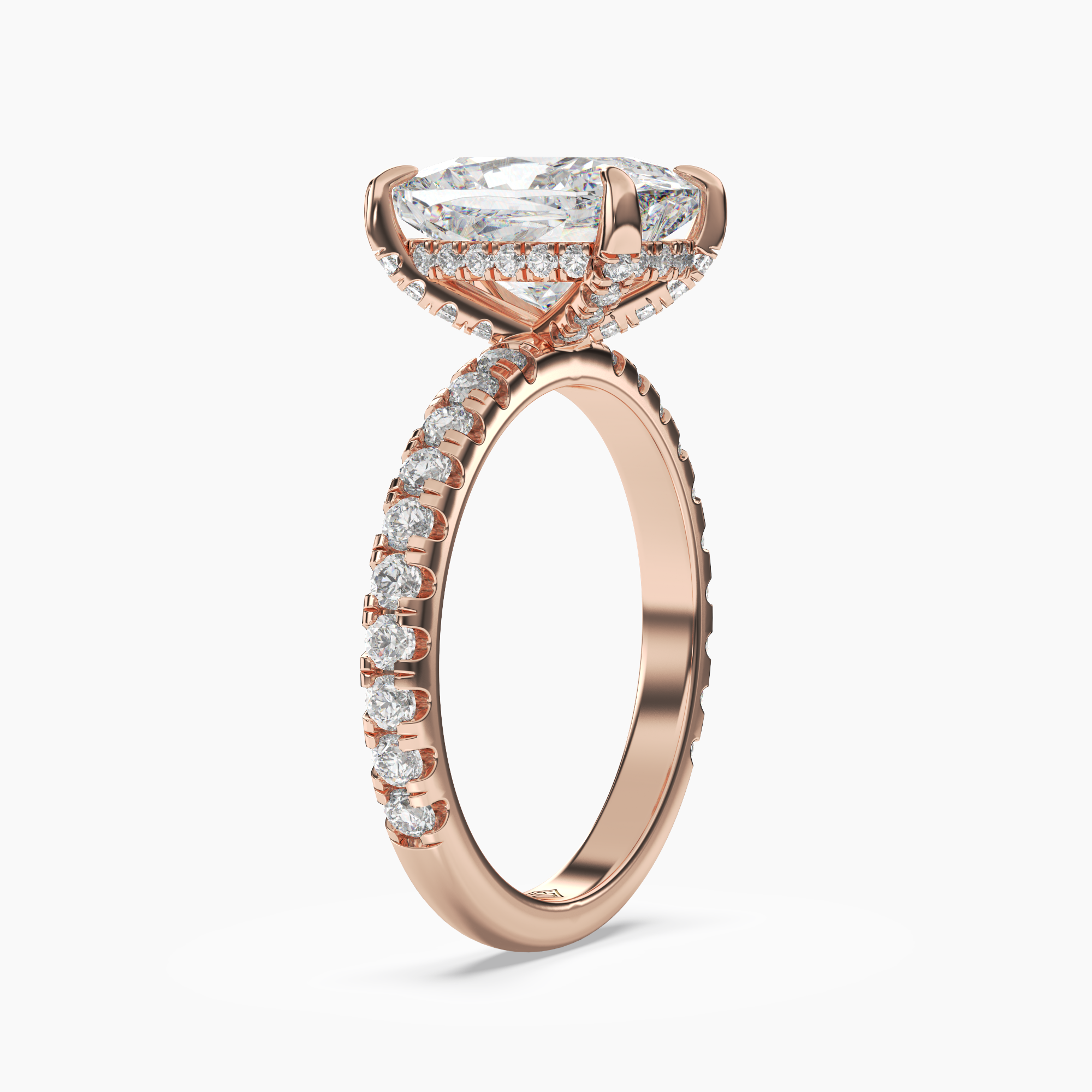 Breeze Cushion Hidden Halo 1.5 Carat Lab Grown Diamond Engagement Ring in 18K Rose Gold