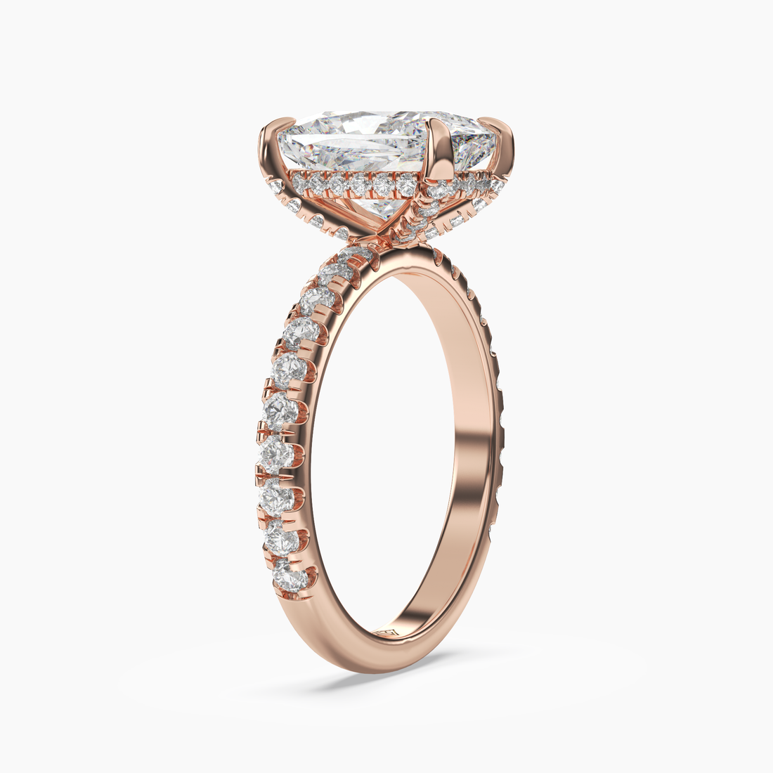 Breeze Cushion Hidden Halo 2.5 Carat Lab Grown Diamond Engagement Ring in 18K White Gold