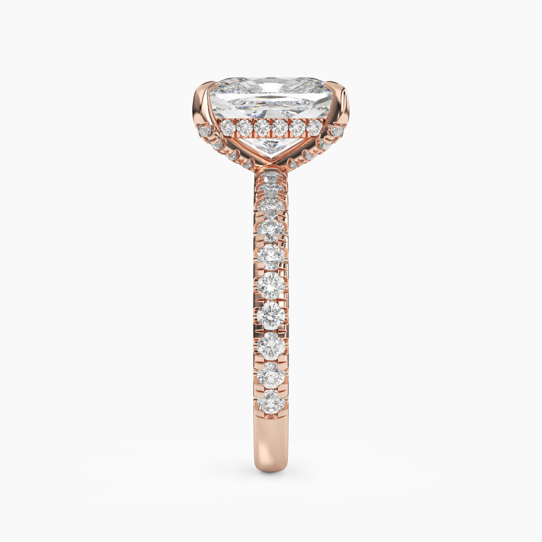 Breeze Cushion Hidden Halo 2.5 Carat Lab Grown Diamond Engagement Ring in 18K White Gold