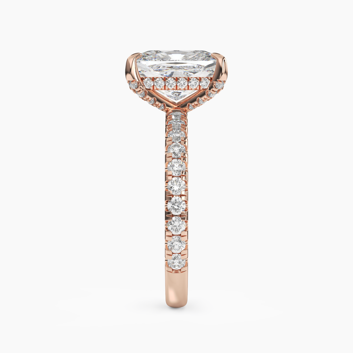 Breeze Cushion Hidden Halo 2.5 Carat Lab Grown Diamond Engagement Ring in 18K White Gold