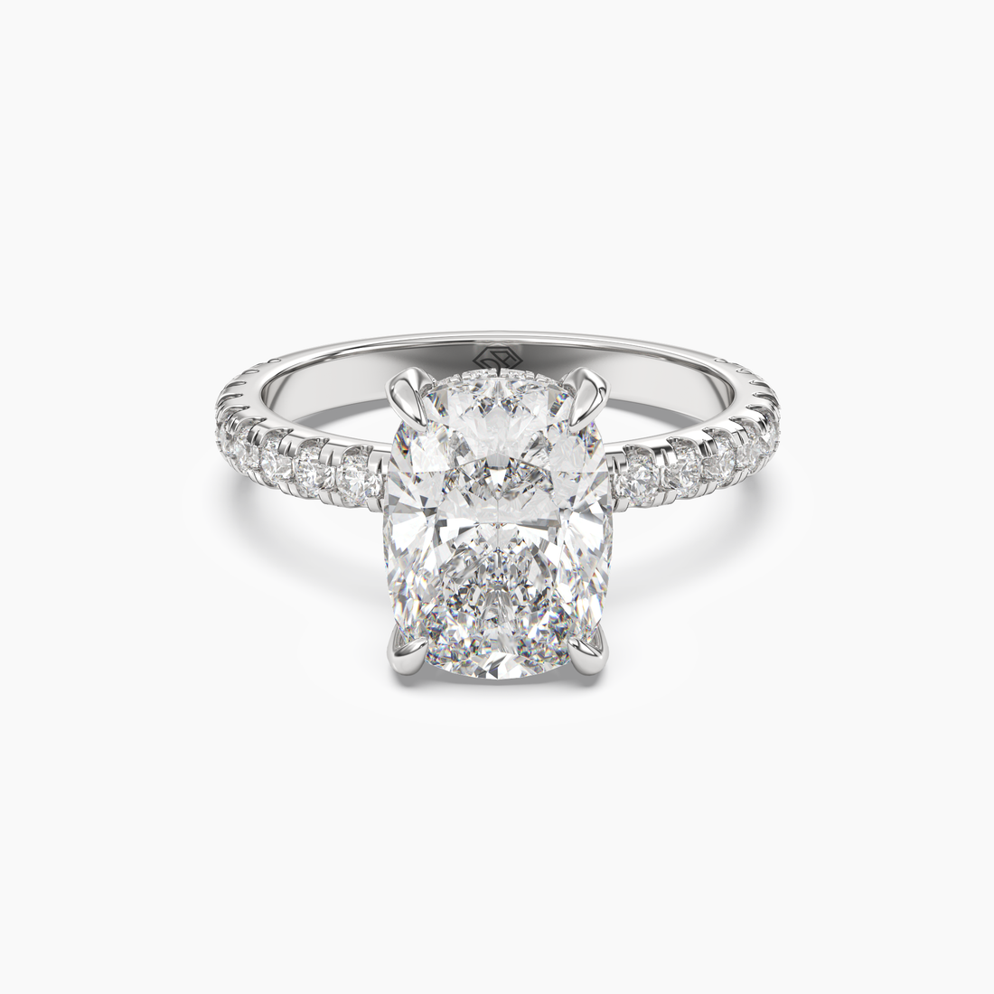 Breeze Cushion Hidden Halo 1.5 Carat Lab Grown Diamond Engagement Ring in 18K White Gold