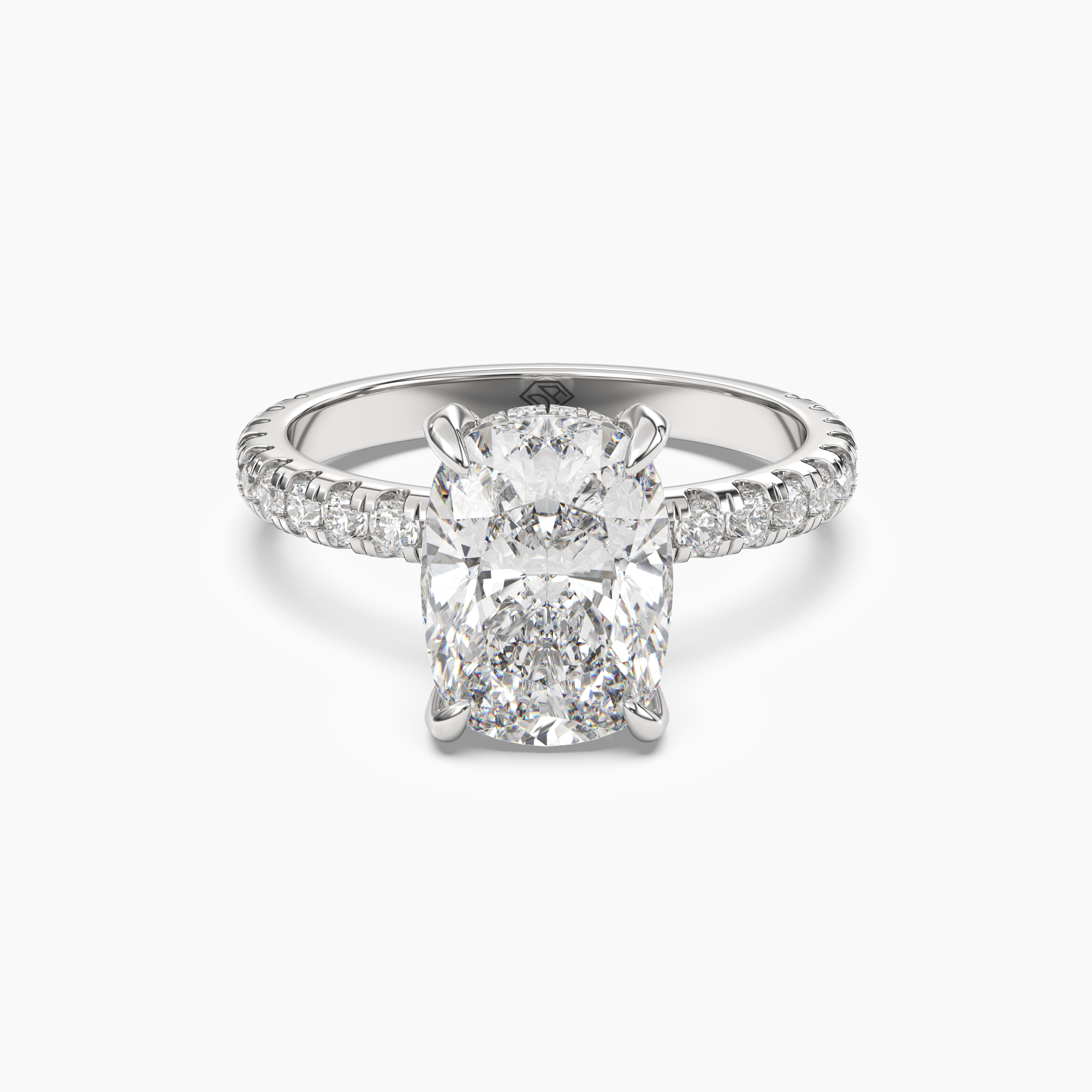 Breeze Cushion Hidden Halo Diamond Ring Setting in 18K Rose Gold