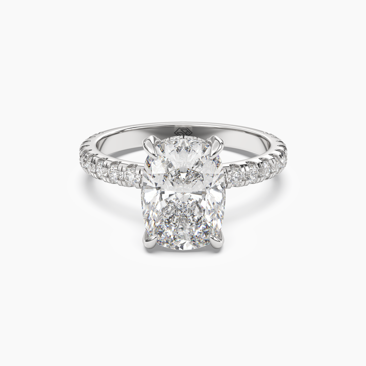 Breeze Cushion Hidden Halo 1 Carat Lab Grown Diamond Engagement Ring in 18K White Gold