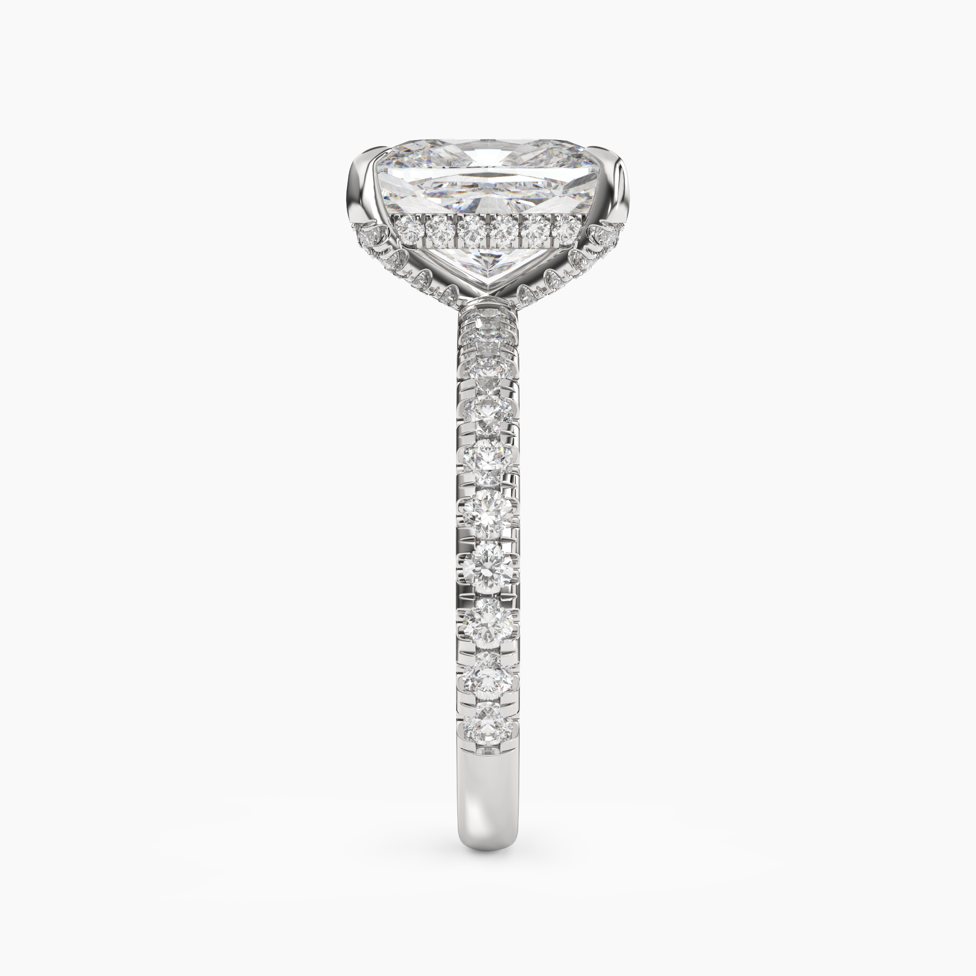 Breeze Cushion Hidden Halo 3 Carat Lab Grown Diamond Engagement Ring in 18K White Gold