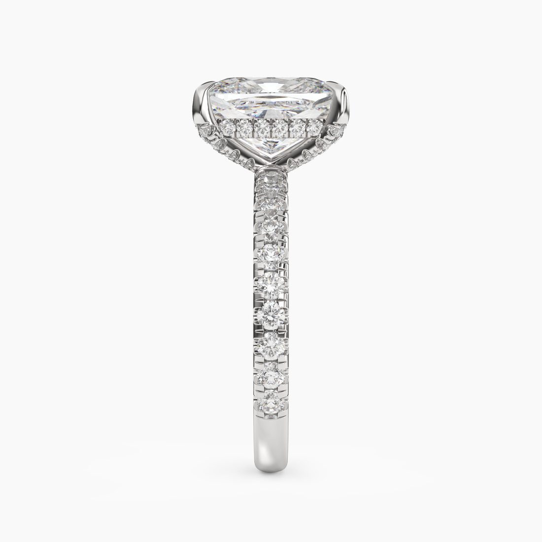 Breeze Cushion Hidden Halo 1.5 Carat Lab Grown Diamond Engagement Ring in 14K White Gold