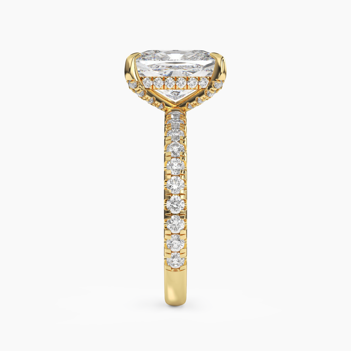 Breeze Cushion Hidden Halo 3 Carat Lab Grown Diamond Engagement Ring in 18K Rose Gold