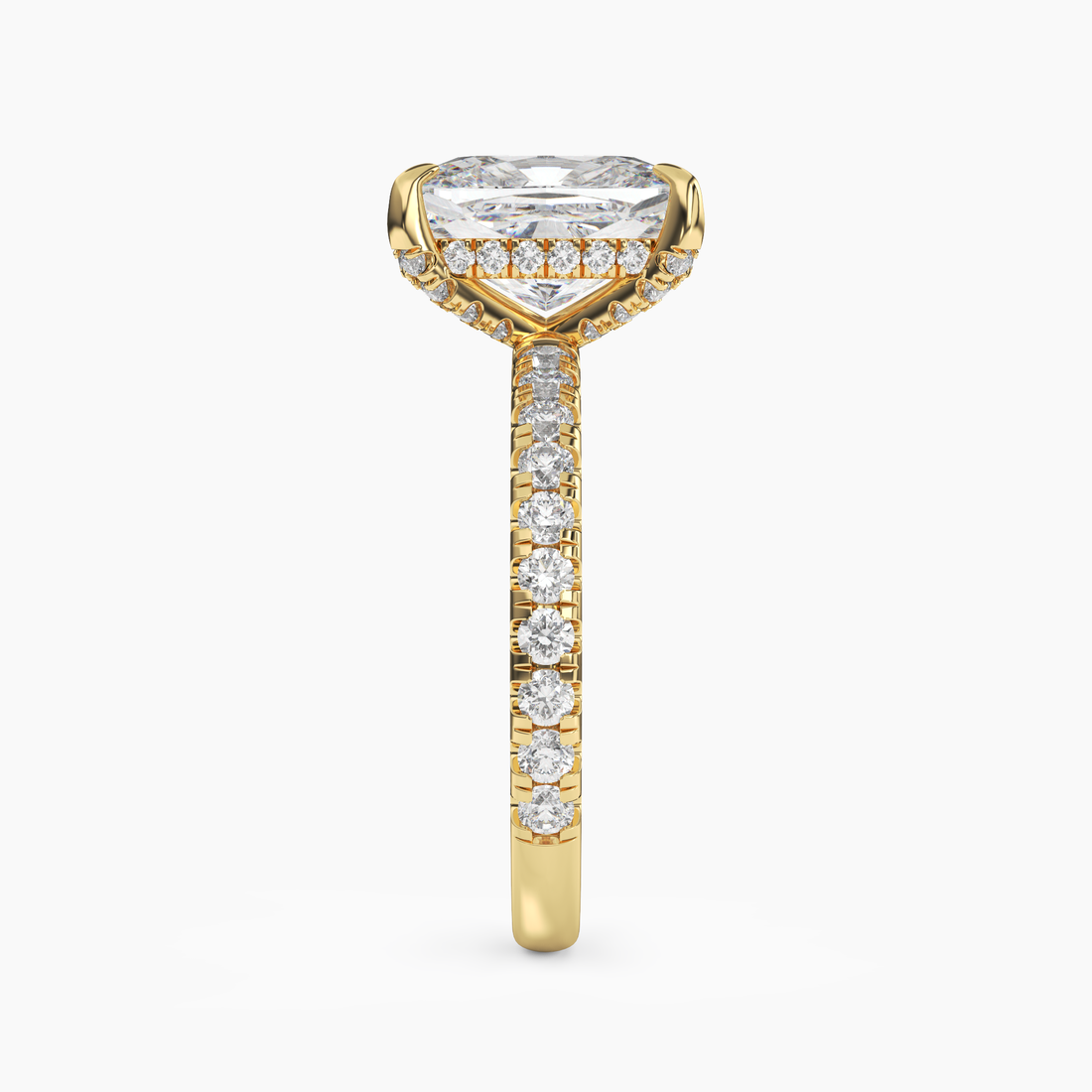 Breeze Cushion Hidden Halo 3 Carat Lab Grown Diamond Engagement Ring in 18K White Gold