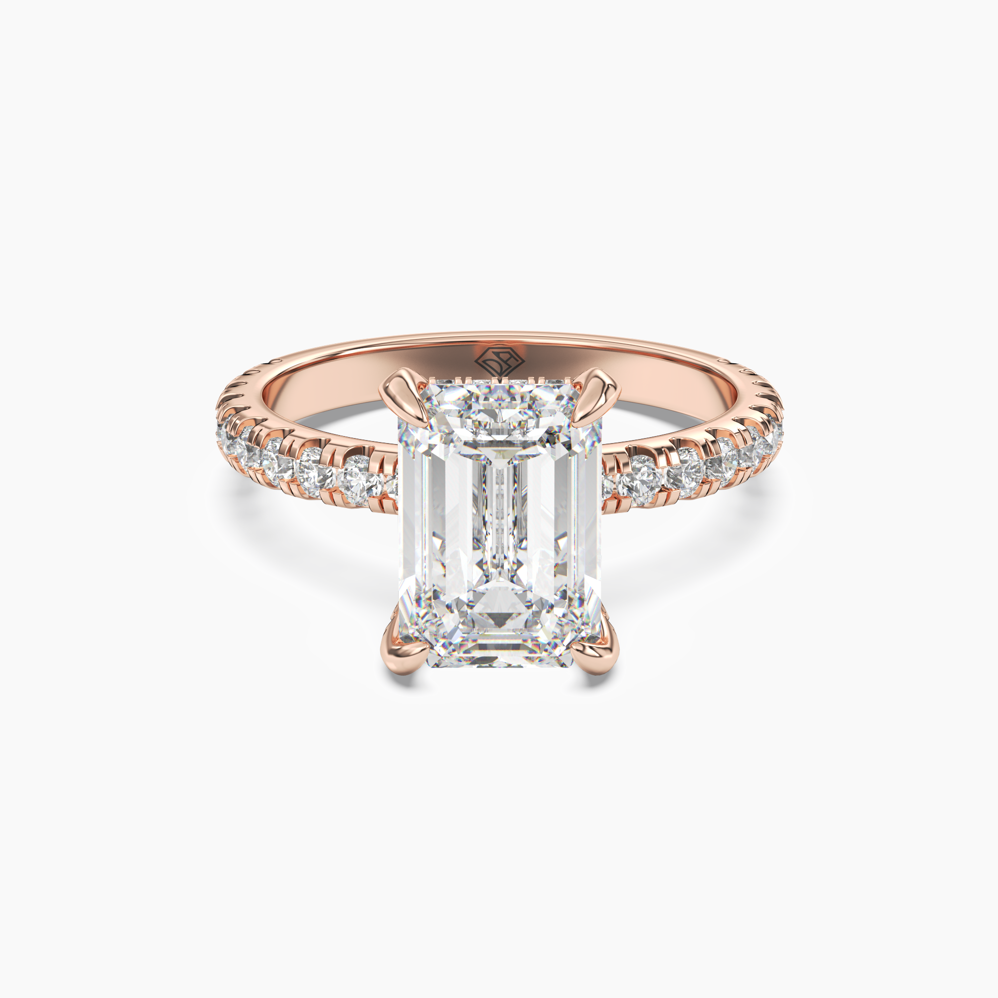Breeze Emerald Hidden Halo 1 Carat Lab Grown Diamond Engagement Ring in 14K Rose Gold