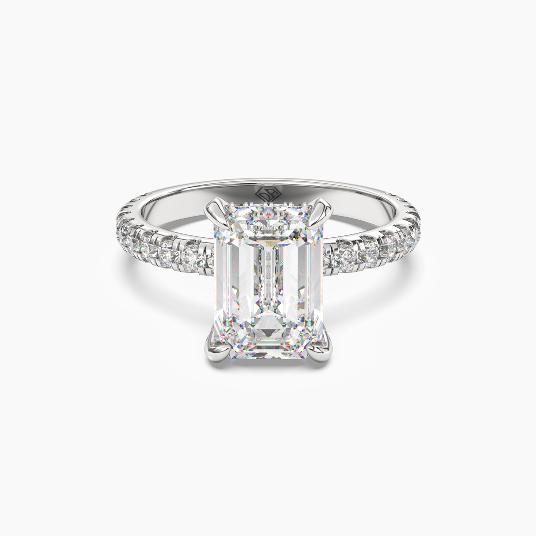 Breeze Emerald Hidden Halo Diamond Ring Setting in 18K Yellow Gold