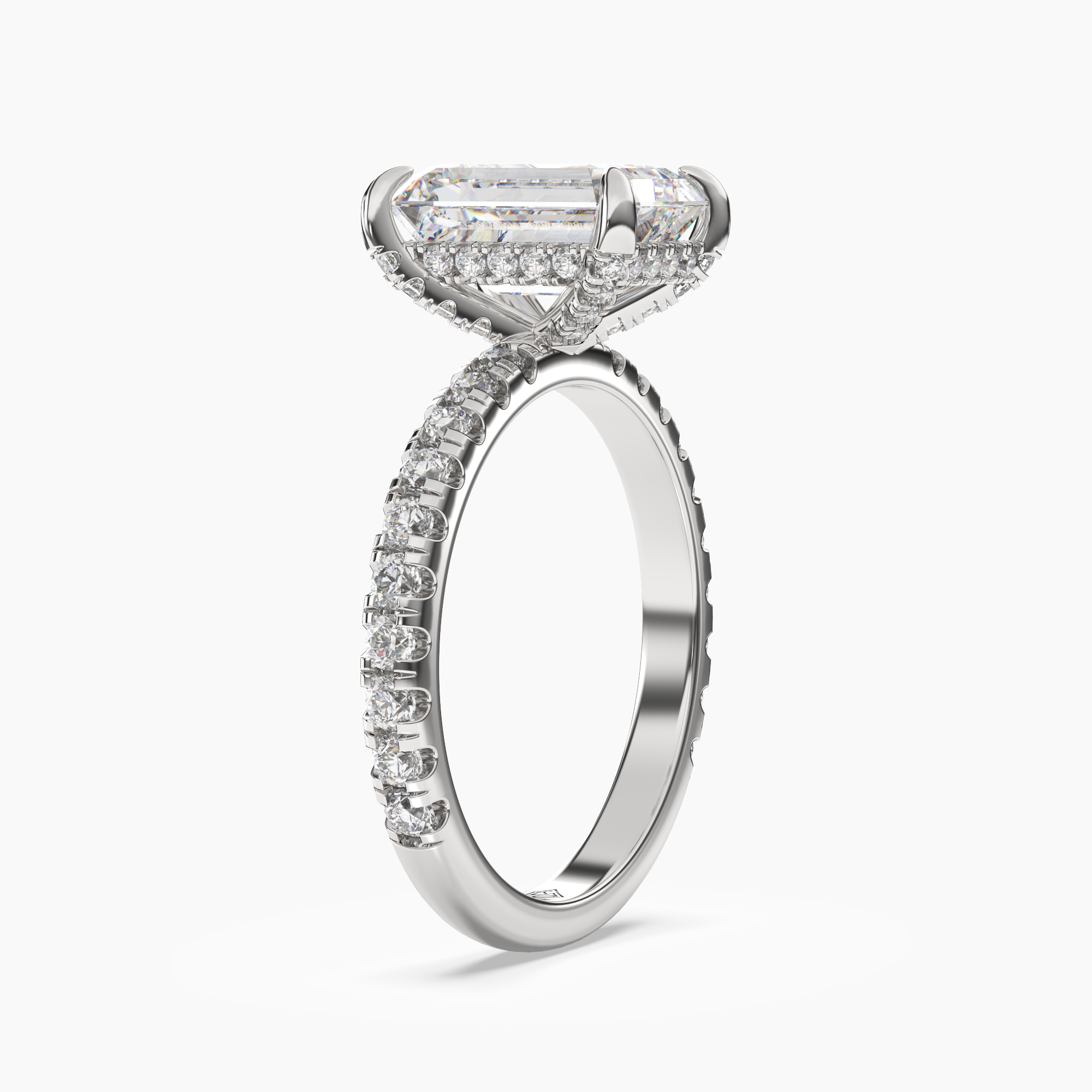 Breeze Emerald Hidden Halo 2 Carat Lab Grown Diamond Engagement Ring in 18K Rose Gold