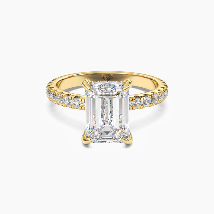 Breeze Emerald Hidden Halo 2.5 Carat Lab Grown Diamond Engagement Ring in 14K Yellow Gold