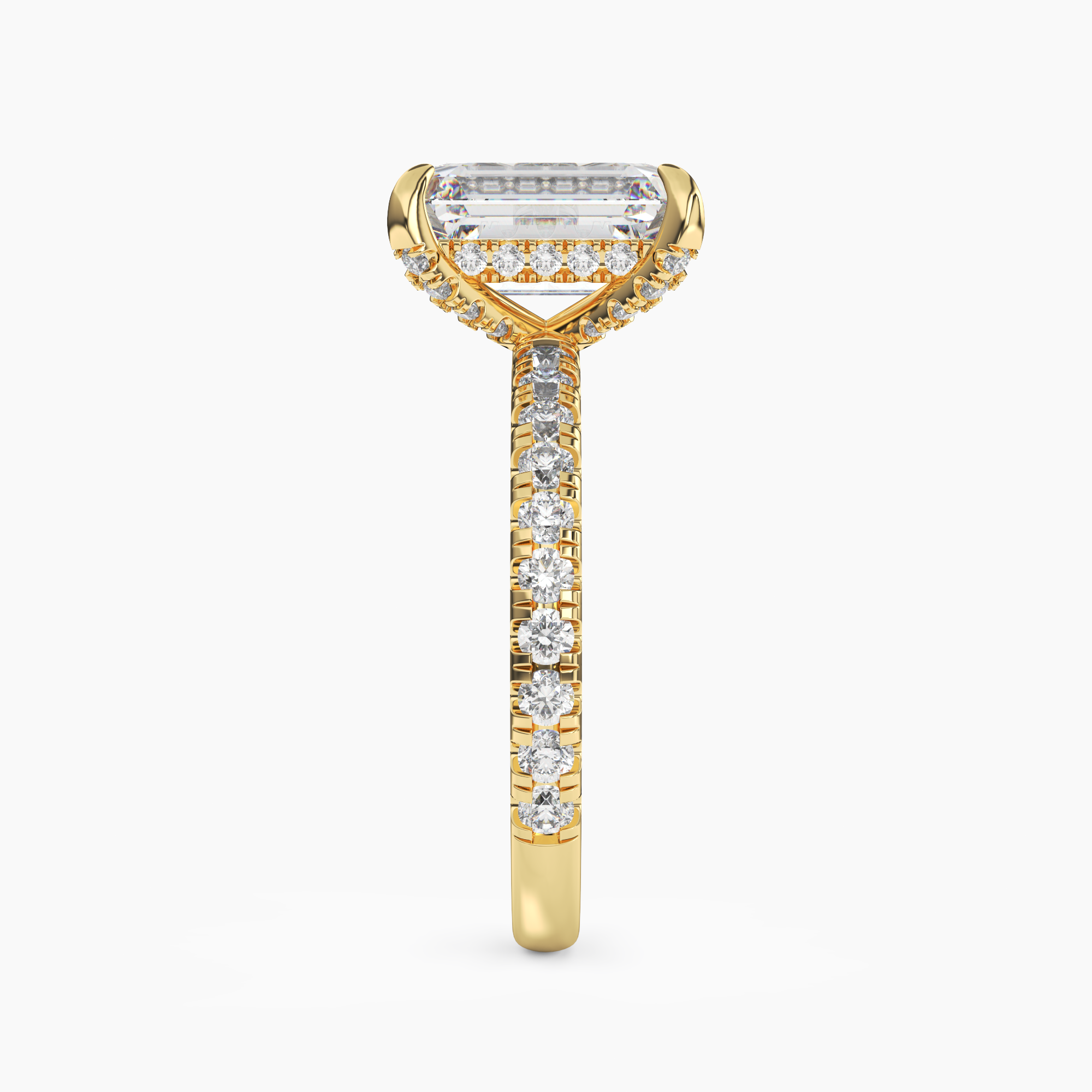 Breeze Emerald Hidden Halo 3 Carat Lab Grown Diamond Engagement Ring in 18K Yellow Gold