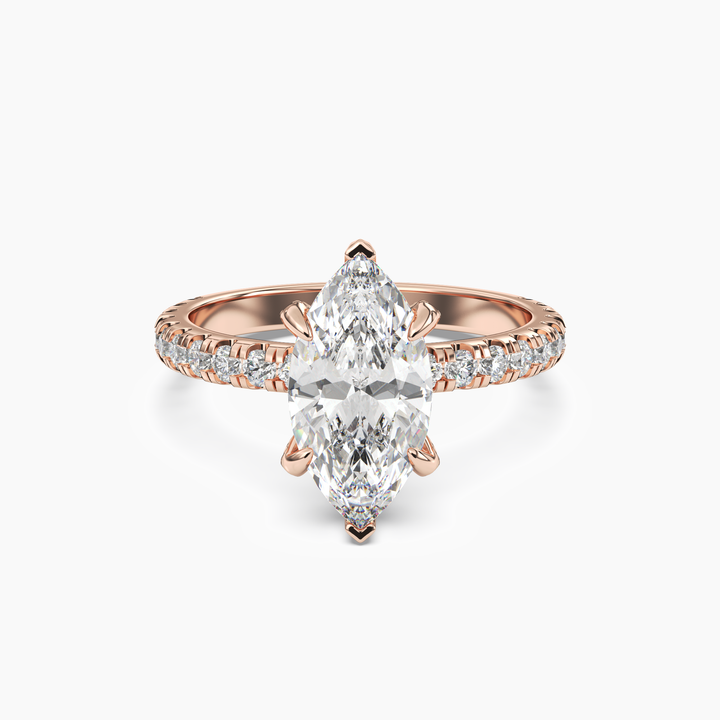 Breeze Marquise Hidden Halo 2.5 Carat Lab Grown Diamond Engagement Ring in 14K Rose Gold