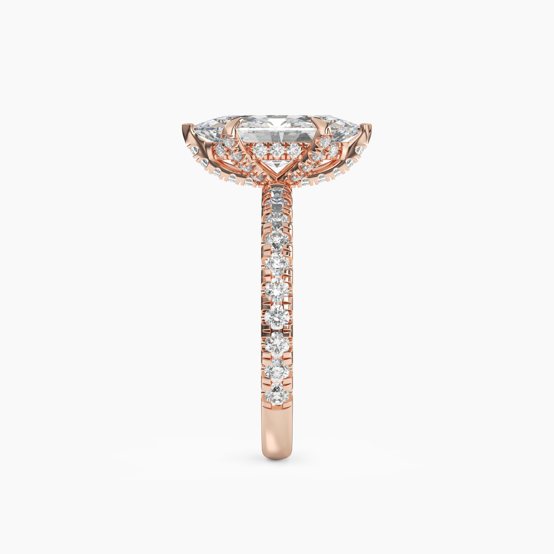 Breeze Marquise Hidden Halo 3 Carat Lab Grown Diamond Engagement Ring in 14K Rose Gold