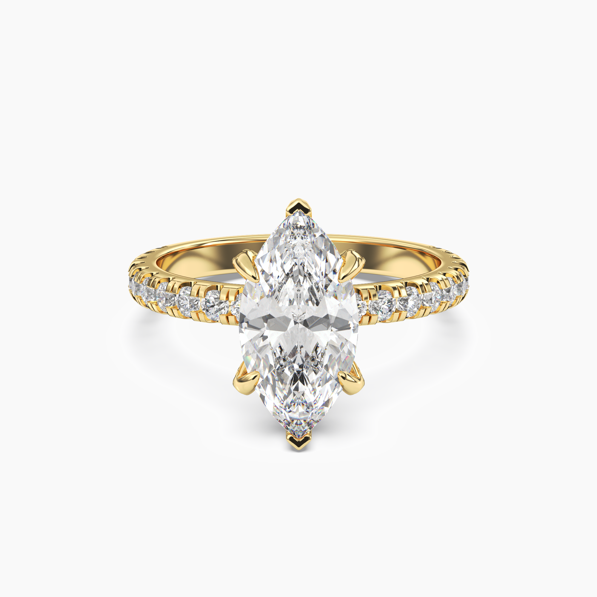 Breeze Marquise Hidden Halo Diamond Ring Setting in 18K Yellow Gold