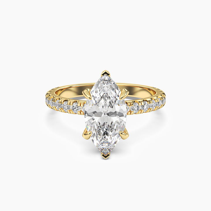 Breeze Marquise Hidden Halo 2 Carat Lab Grown Diamond Engagement Ring in 14K Yellow Gold