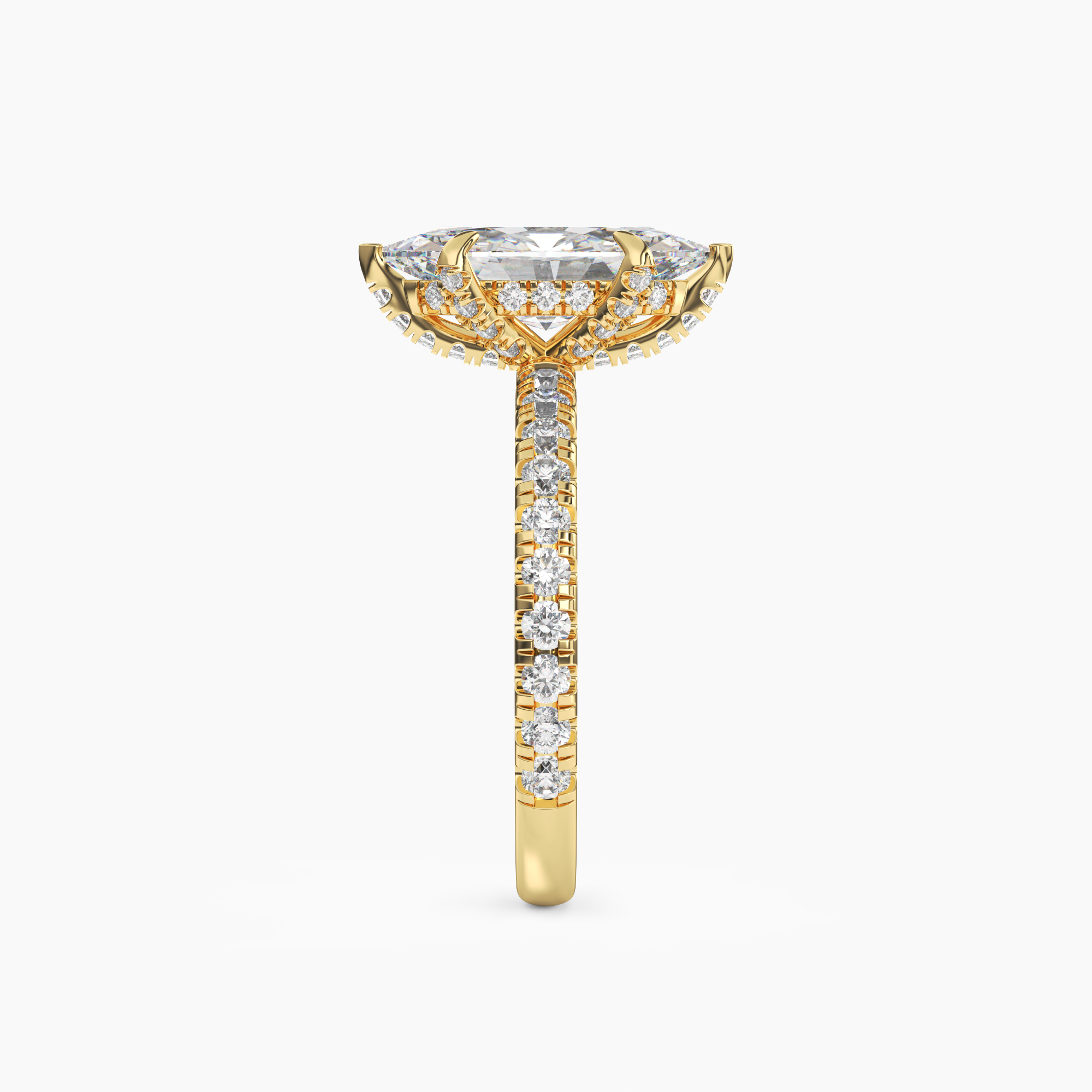 Breeze Marquise Hidden Halo 3 Carat Lab Grown Diamond Engagement Ring in 14K Yellow Gold