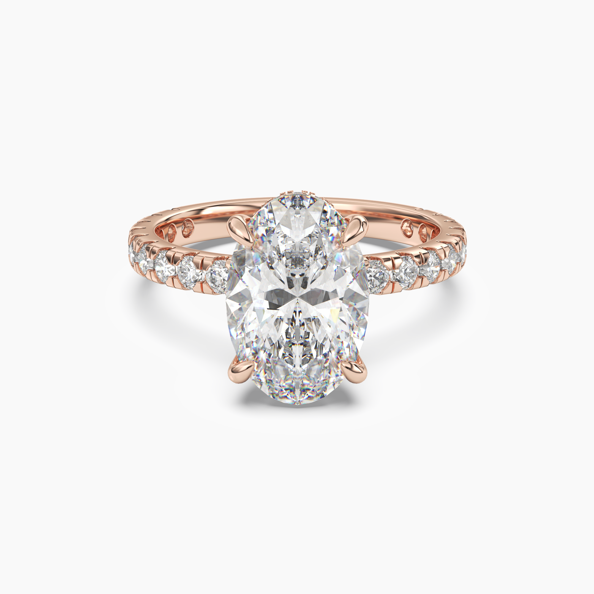 Breeze Oval Hidden Halo Diamond Ring Setting in 18K Rose Gold