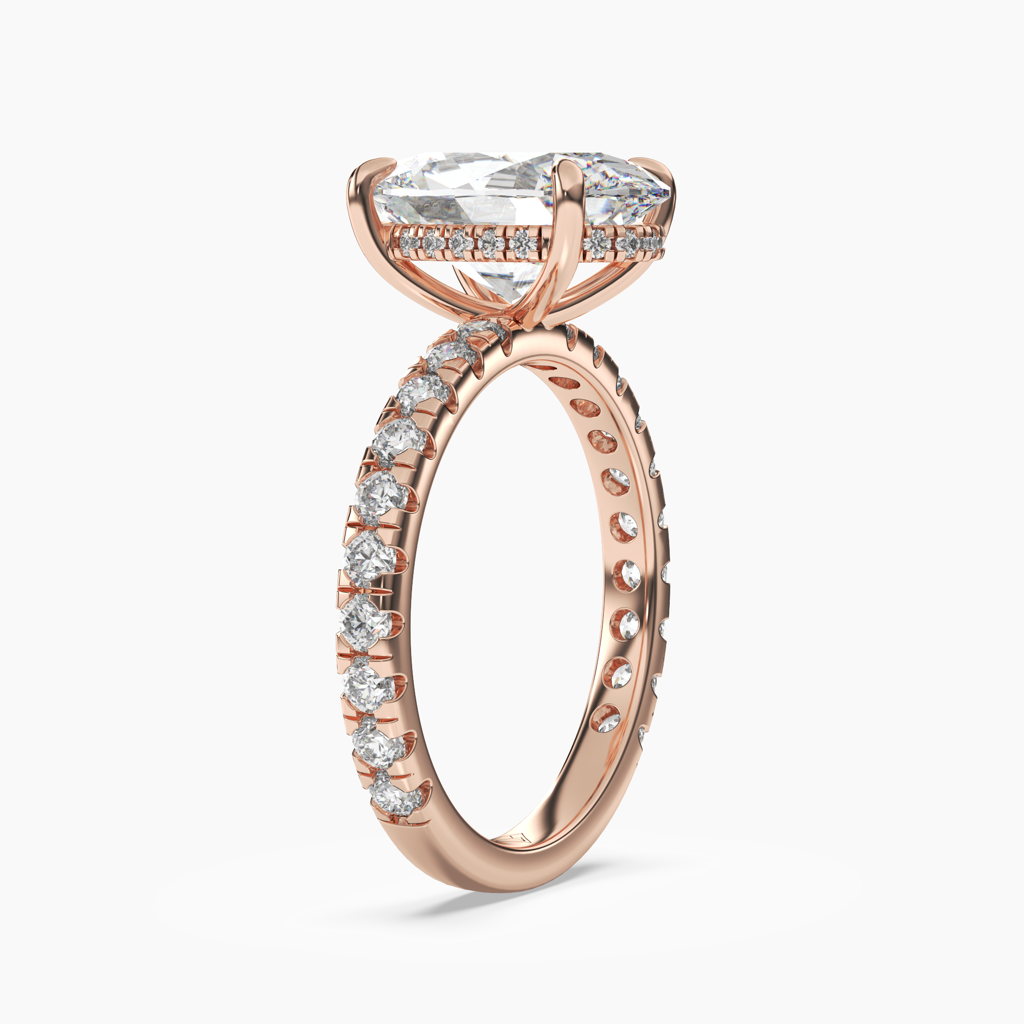 Breeze Oval Hidden Halo Diamond Ring Setting in 14K Yellow Gold