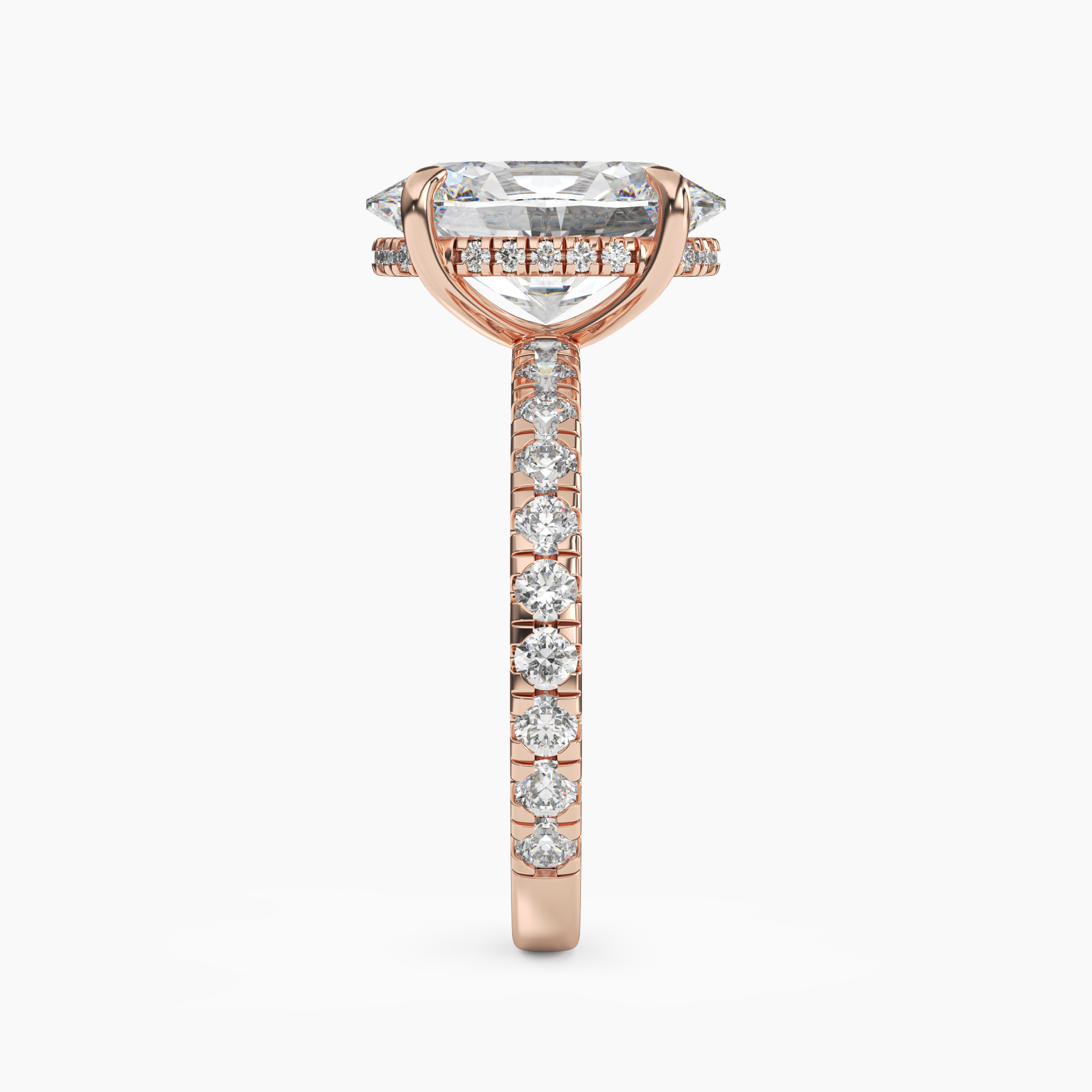 Breeze Oval Hidden Halo 2.5 Carat Lab Grown Diamond Engagement Ring in 14K Rose Gold