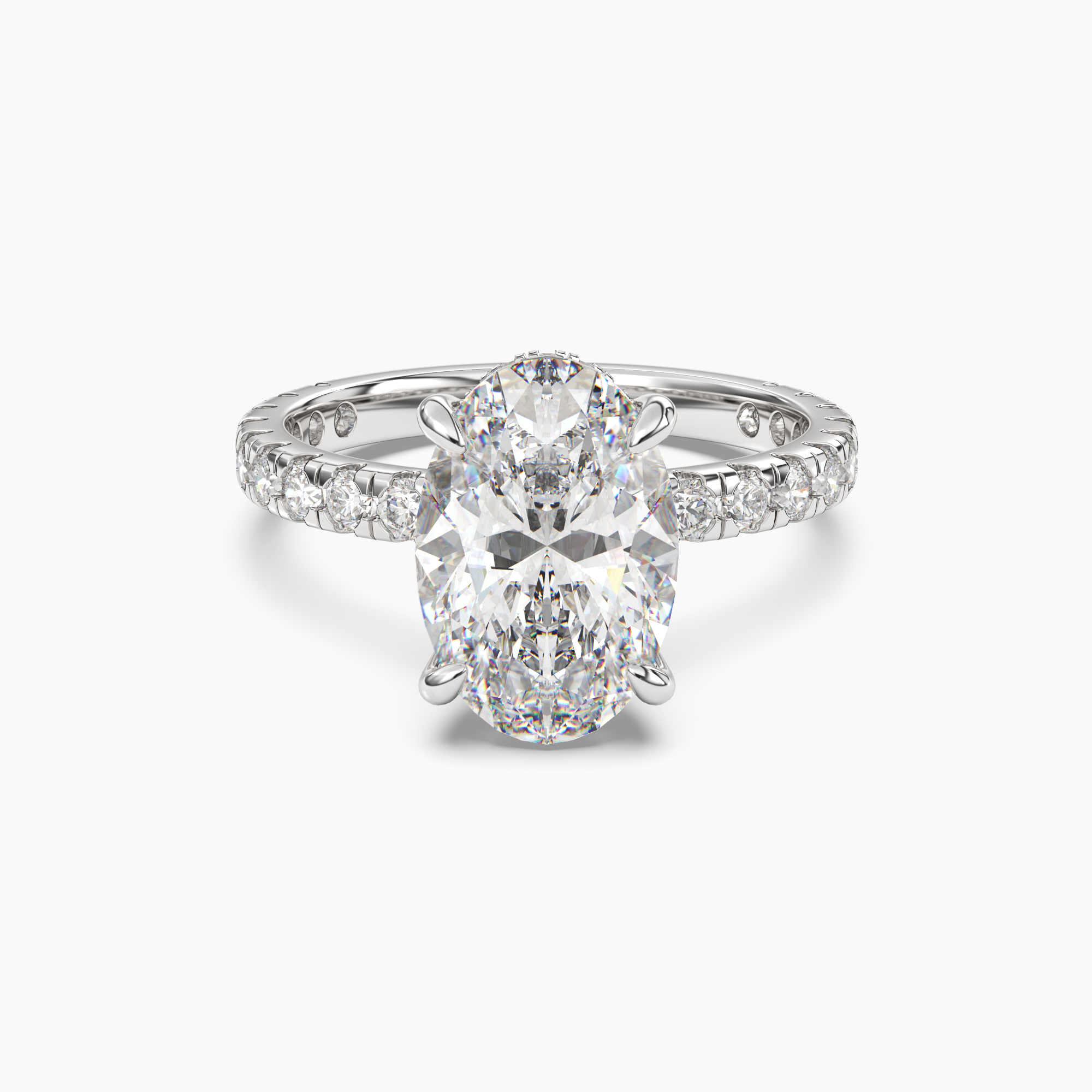 Breeze Oval Hidden Halo 1 Carat Lab Grown Diamond Engagement Ring in 14K White Gold