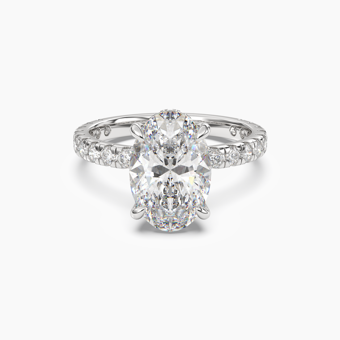Breeze Oval Hidden Halo 1 Carat Lab Grown Diamond Engagement Ring in 18K Rose Gold