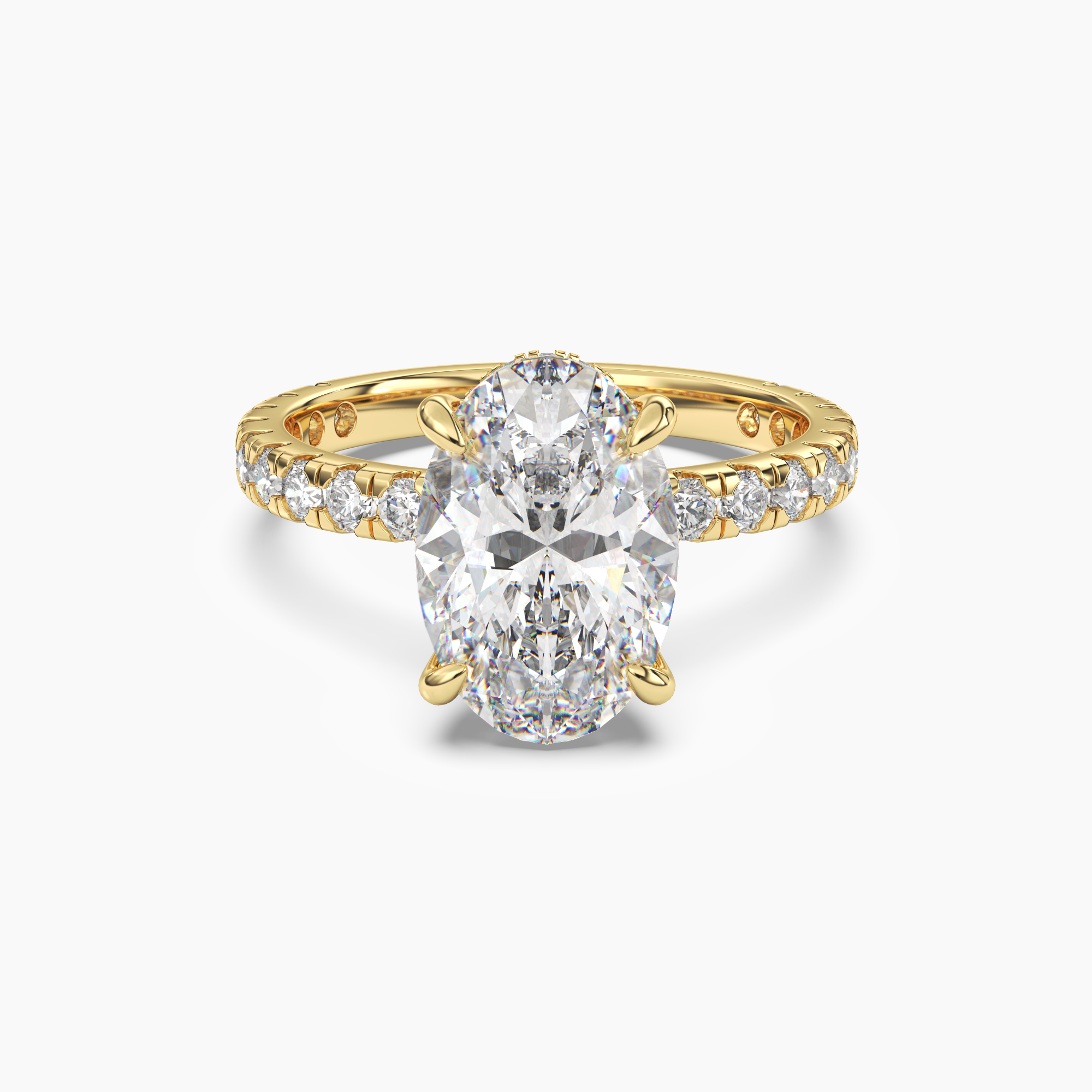 Breeze Oval Hidden Halo Diamond Ring Setting in 14K White Gold