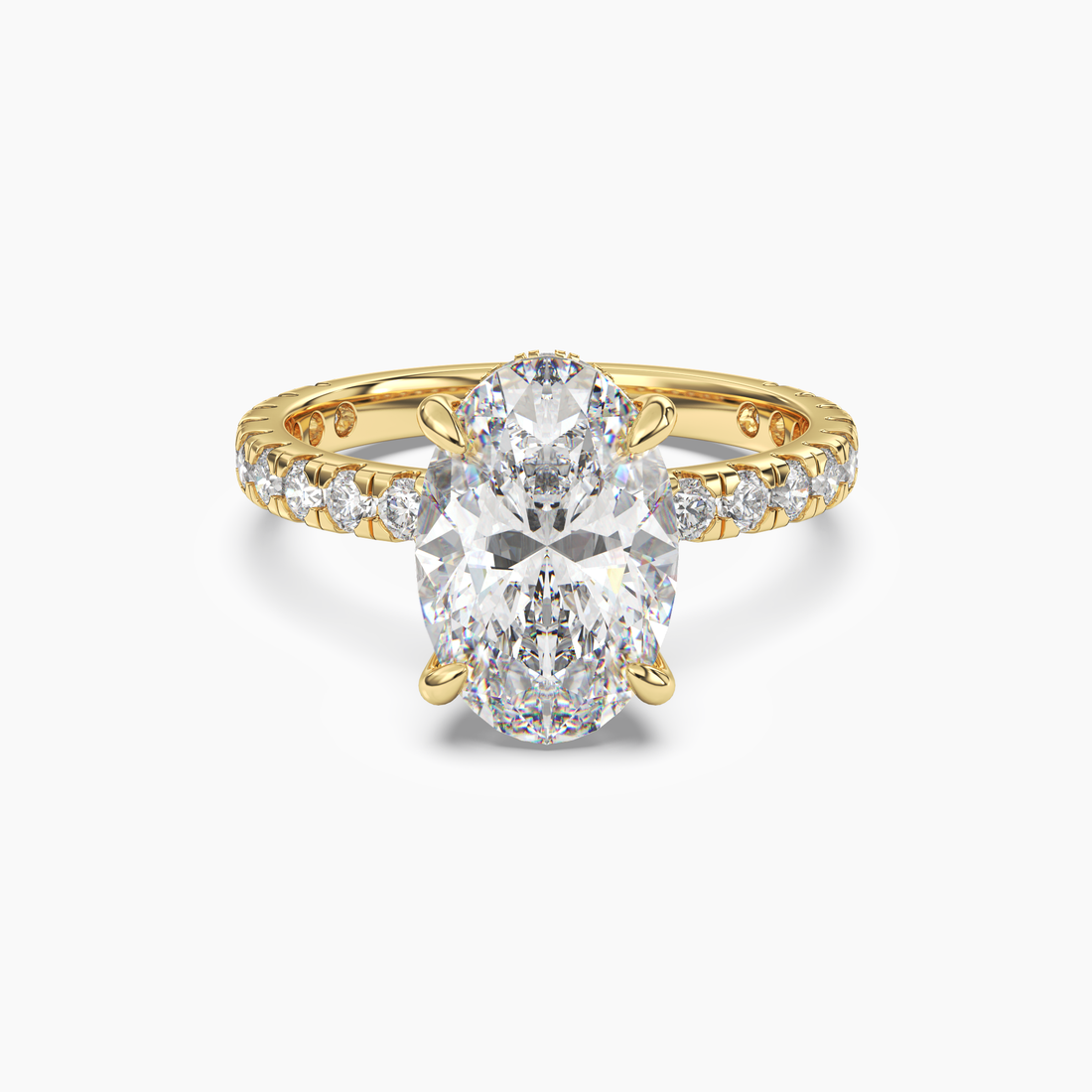 Breeze Oval Hidden Halo Diamond Ring Setting in 14K White Gold