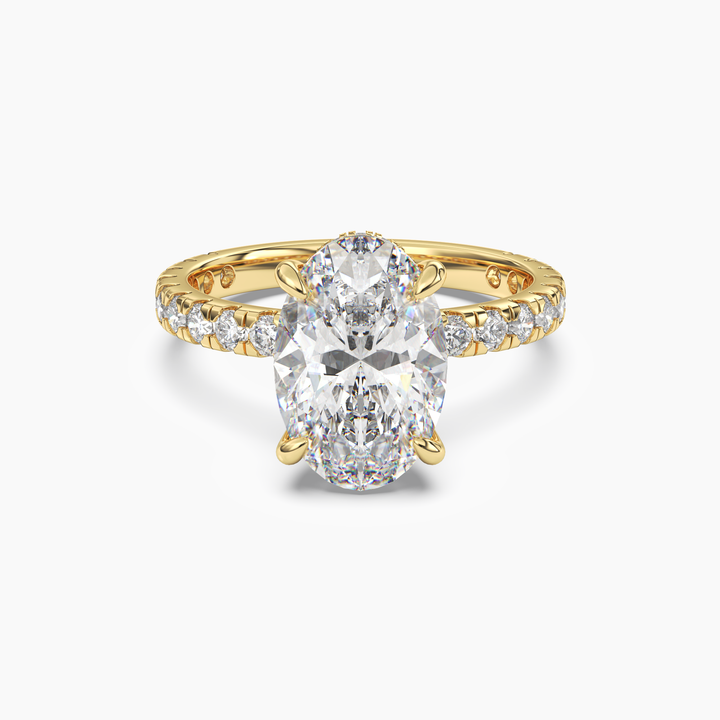 Breeze Oval Hidden Halo 2 Carat Lab Grown Diamond Engagement Ring in 14K Yellow Gold