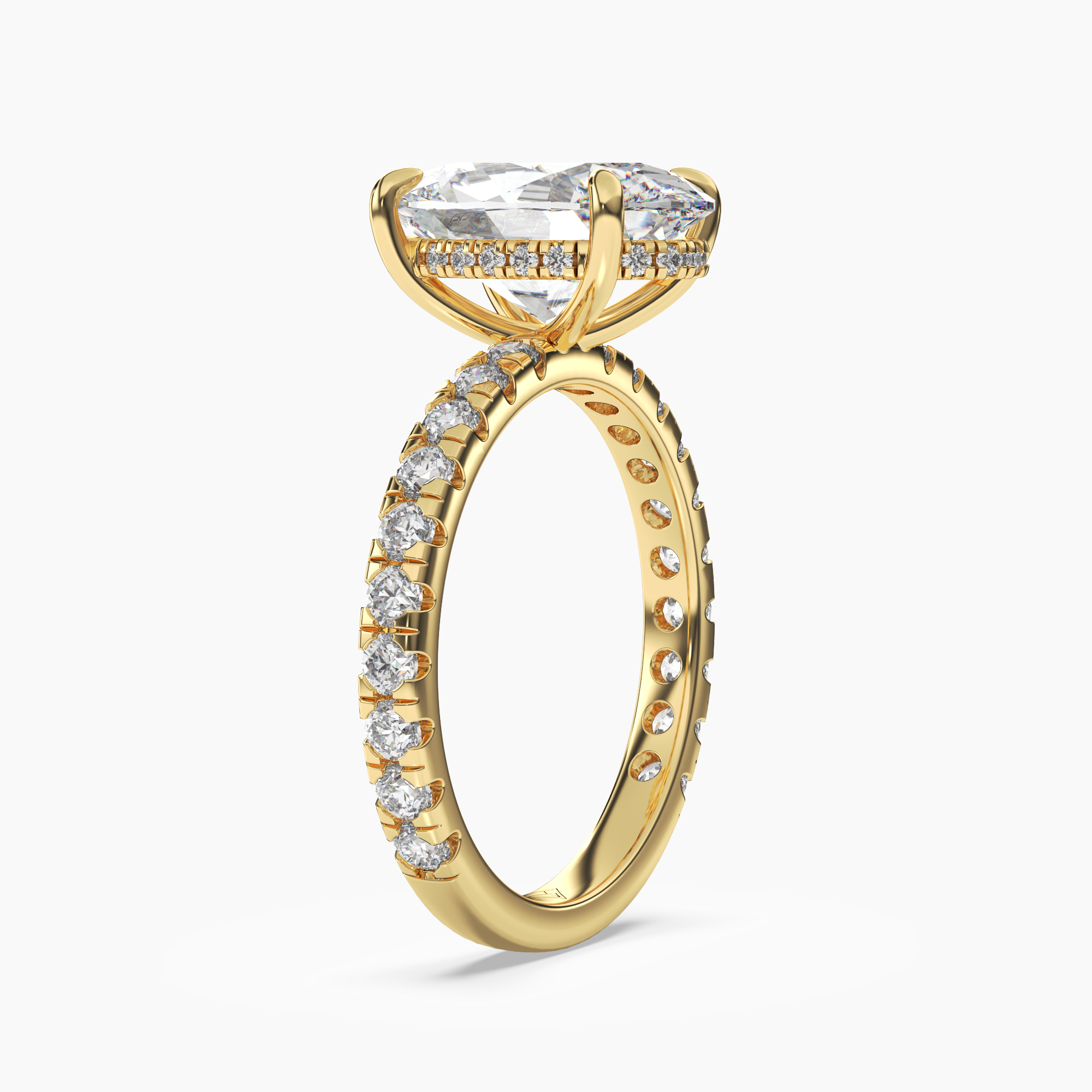Breeze Oval Hidden Halo 3 Carat Lab Grown Diamond Engagement Ring in 14K Yellow Gold