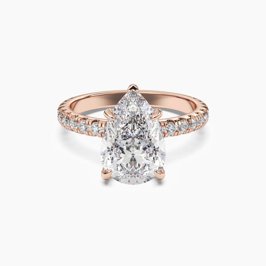 Breeze Pear Hidden Halo 1 Carat Lab Grown Diamond Engagement Ring in 14K Yellow Gold