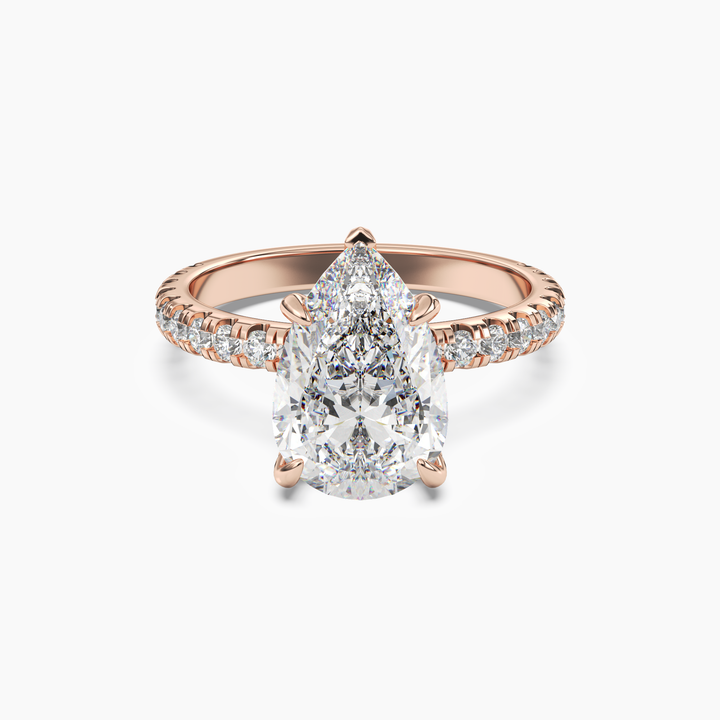 Breeze Pear Hidden Halo 2 Carat Lab Grown Diamond Engagement Ring in 18K Rose Gold