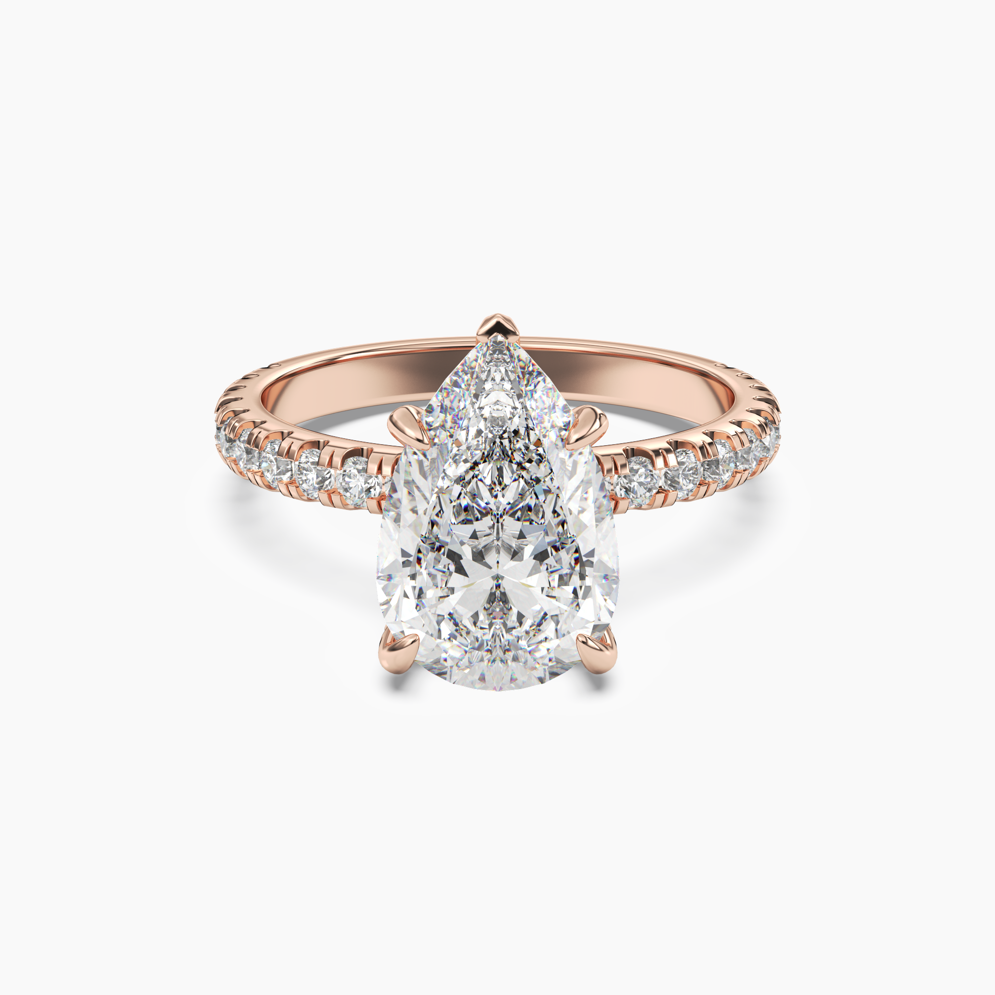 Breeze Pear Hidden Halo 1.5 Carat Lab Grown Diamond Engagement Ring in 14K Rose Gold