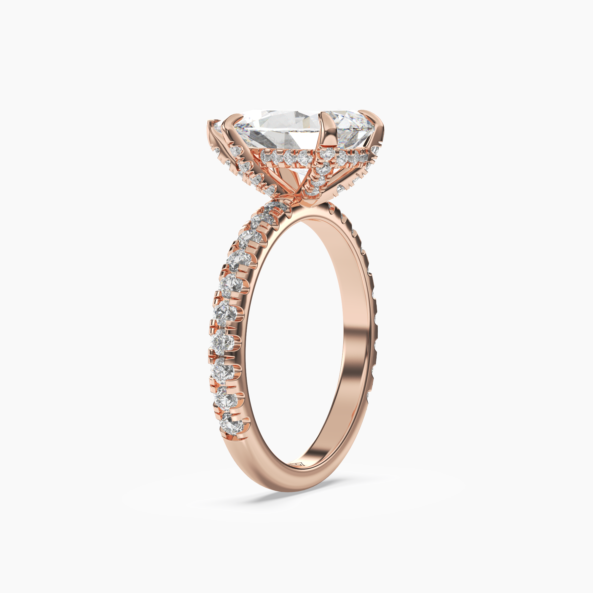 Breeze Pear Hidden Halo 3 Carat Lab Grown Diamond Engagement Ring in 18K Yellow Gold