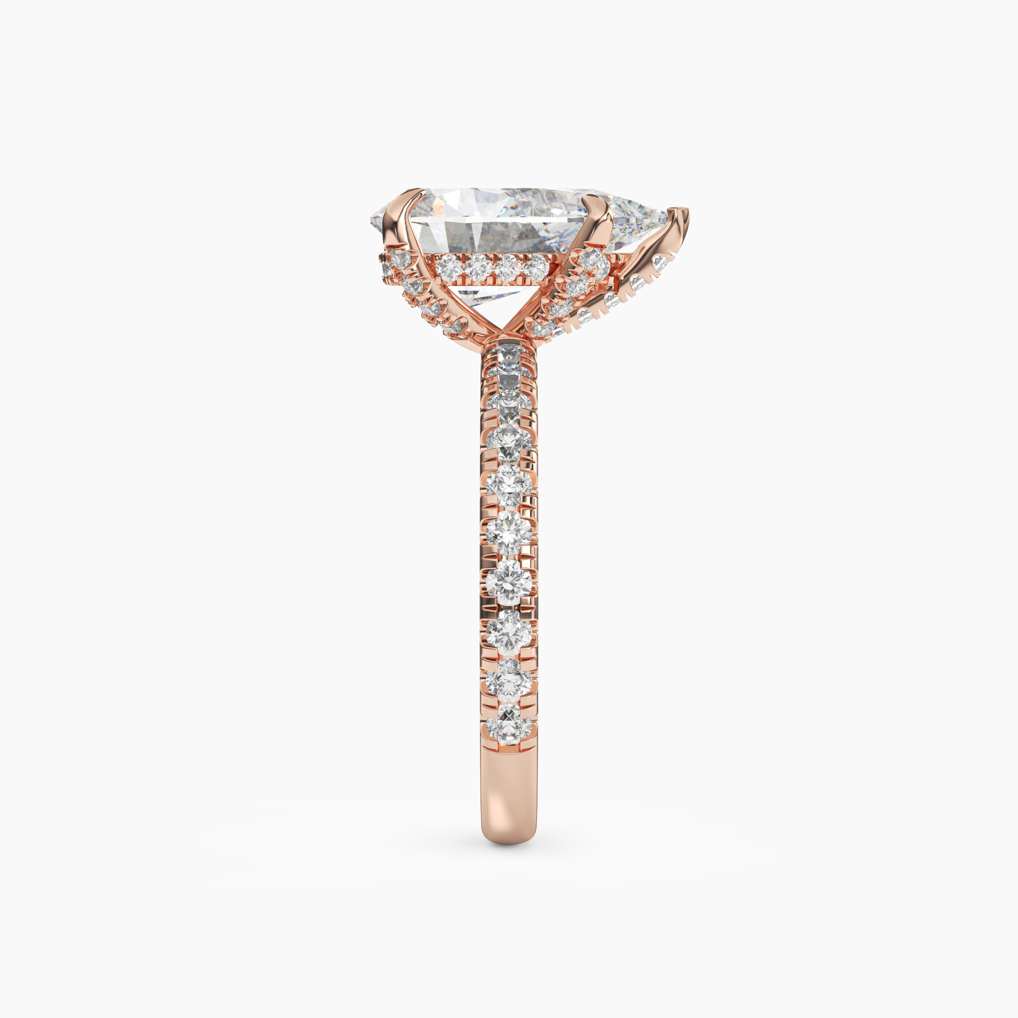 Breeze Pear Hidden Halo Diamond Ring Setting in 14K White Gold