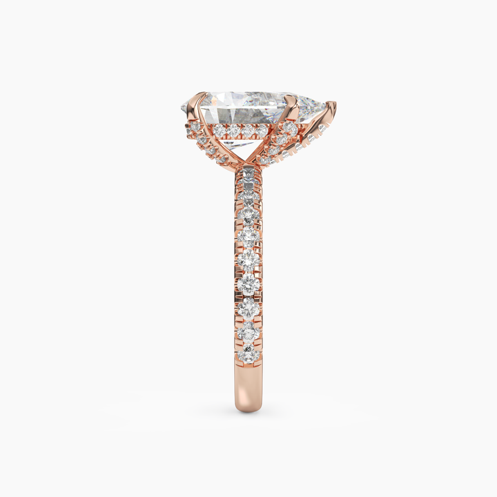 Breeze Pear Hidden Halo 1 Carat Lab Grown Diamond Engagement Ring in 14K Yellow Gold
