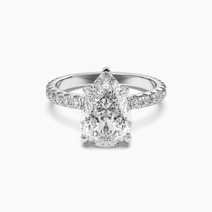 Breeze Pear Hidden Halo 2 Carat Lab Grown Diamond Engagement Ring in 18K White Gold