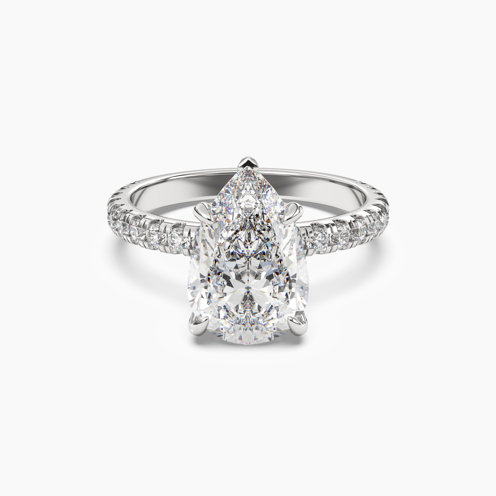 Breeze Pear Hidden Halo 1.5 Carat Lab Grown Diamond Engagement Ring in 18K White Gold