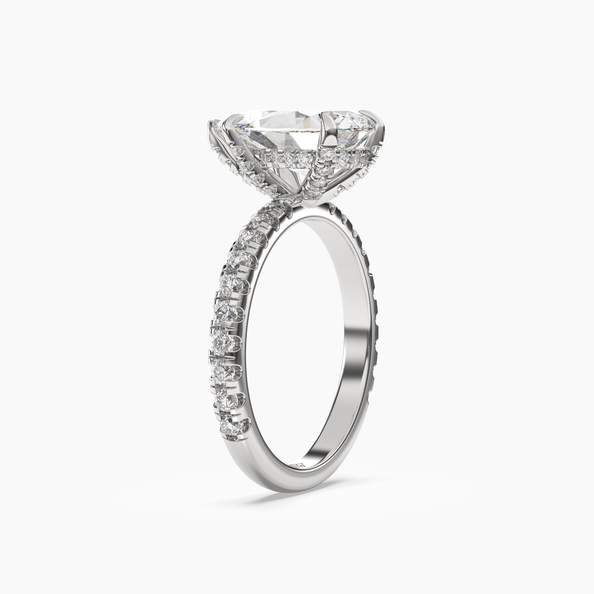 Breeze Pear Hidden Halo 1 Carat Lab Grown Diamond Engagement Ring in 14K Yellow Gold