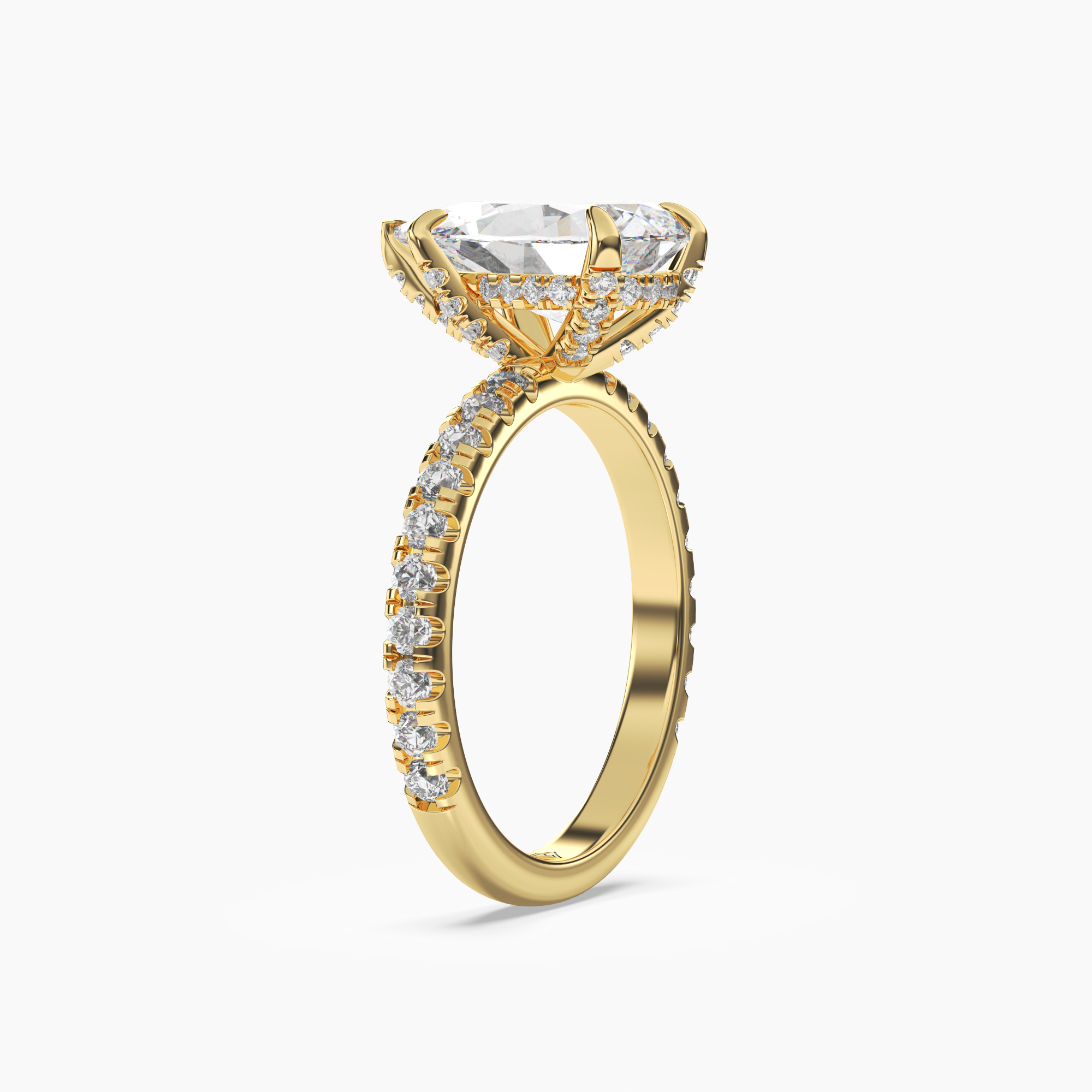 Breeze Pear Hidden Halo 3 Carat Lab Grown Diamond Engagement Ring in 14K Yellow Gold