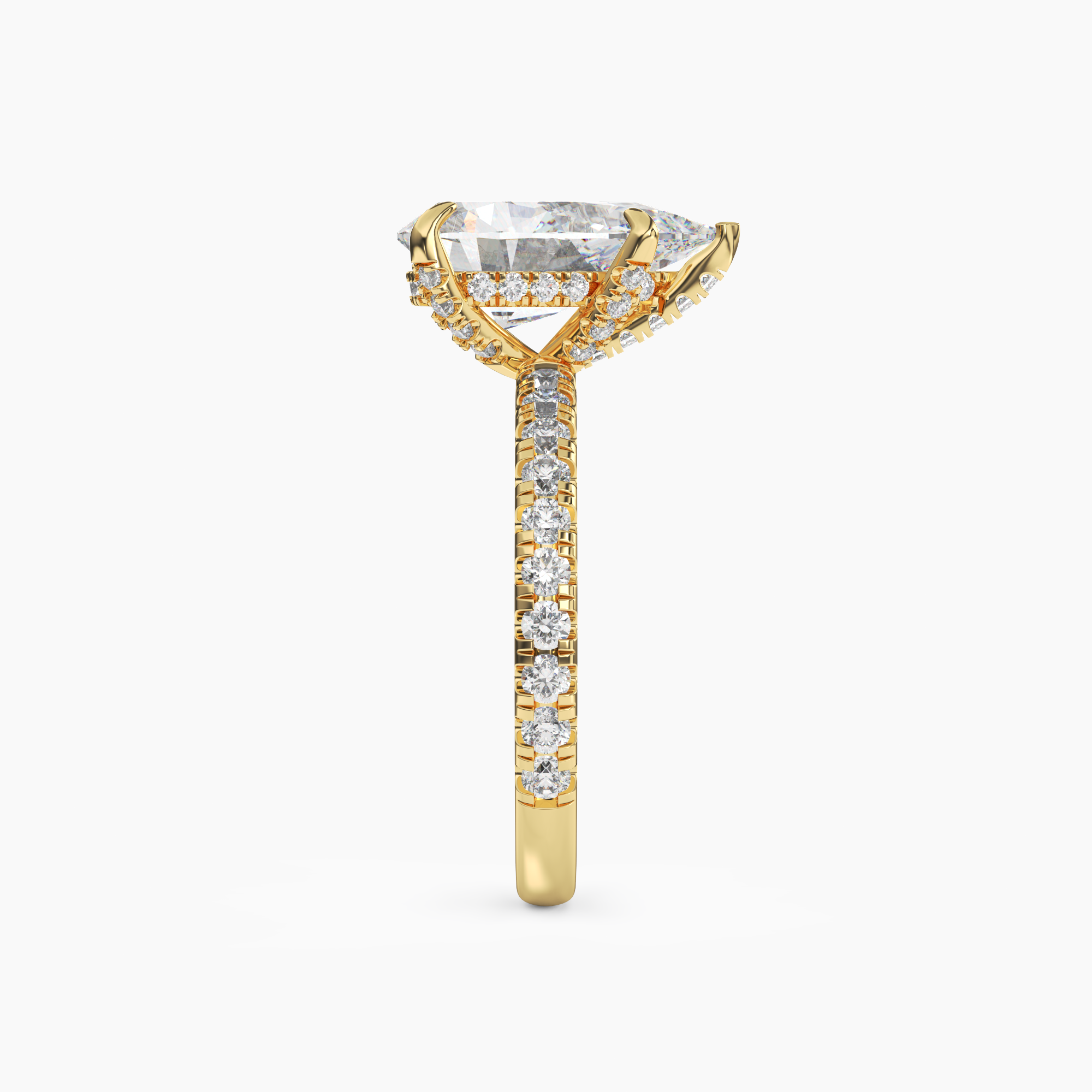 Breeze Pear Hidden Halo Diamond Ring Setting in 18K White Gold