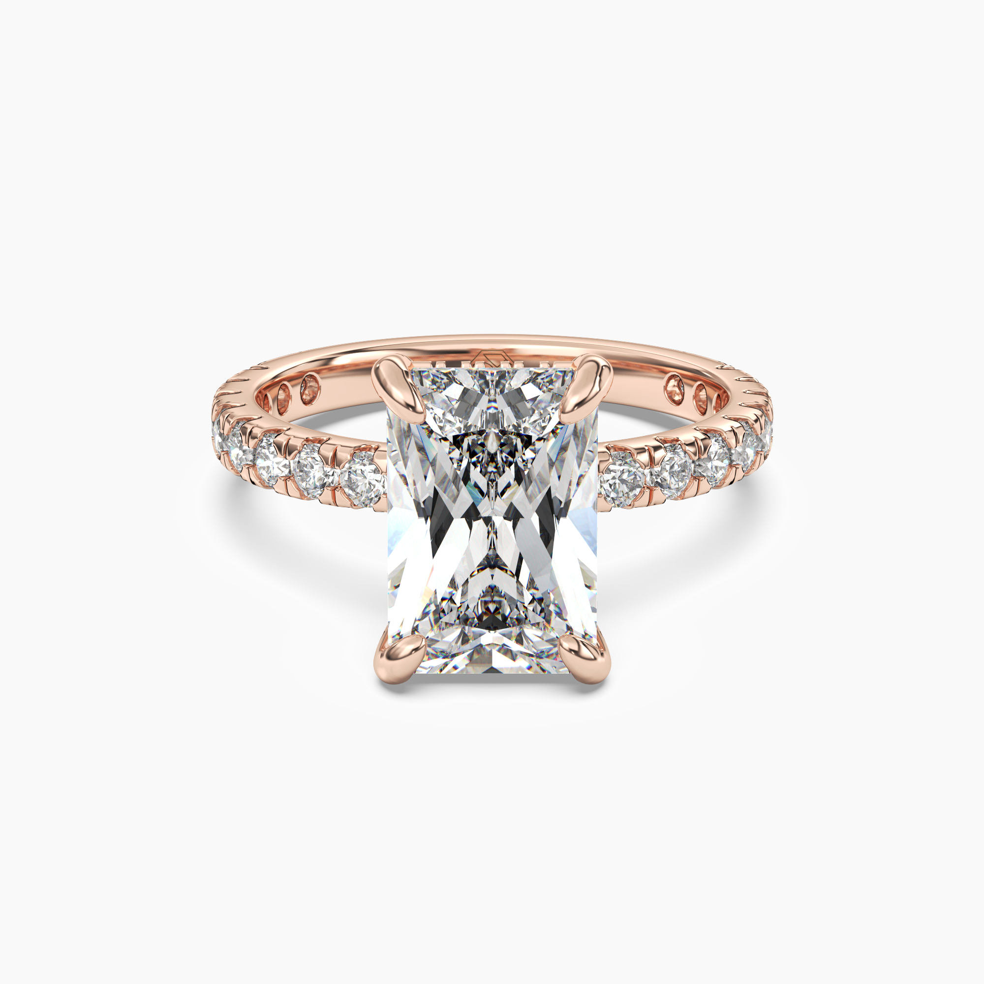 Breeze Radiant Hidden Halo Diamond Ring Setting in 14K Yellow Gold