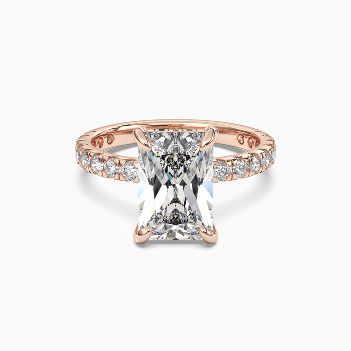 Breeze Radiant Hidden Halo 2 Carat Lab Grown Diamond Engagement Ring in 18K Rose Gold