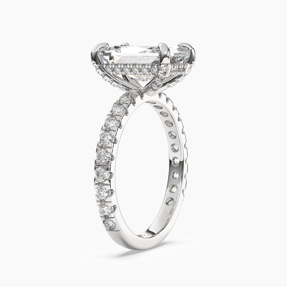 Breeze Radiant Hidden Halo Diamond Ring Setting in 18K Rose Gold