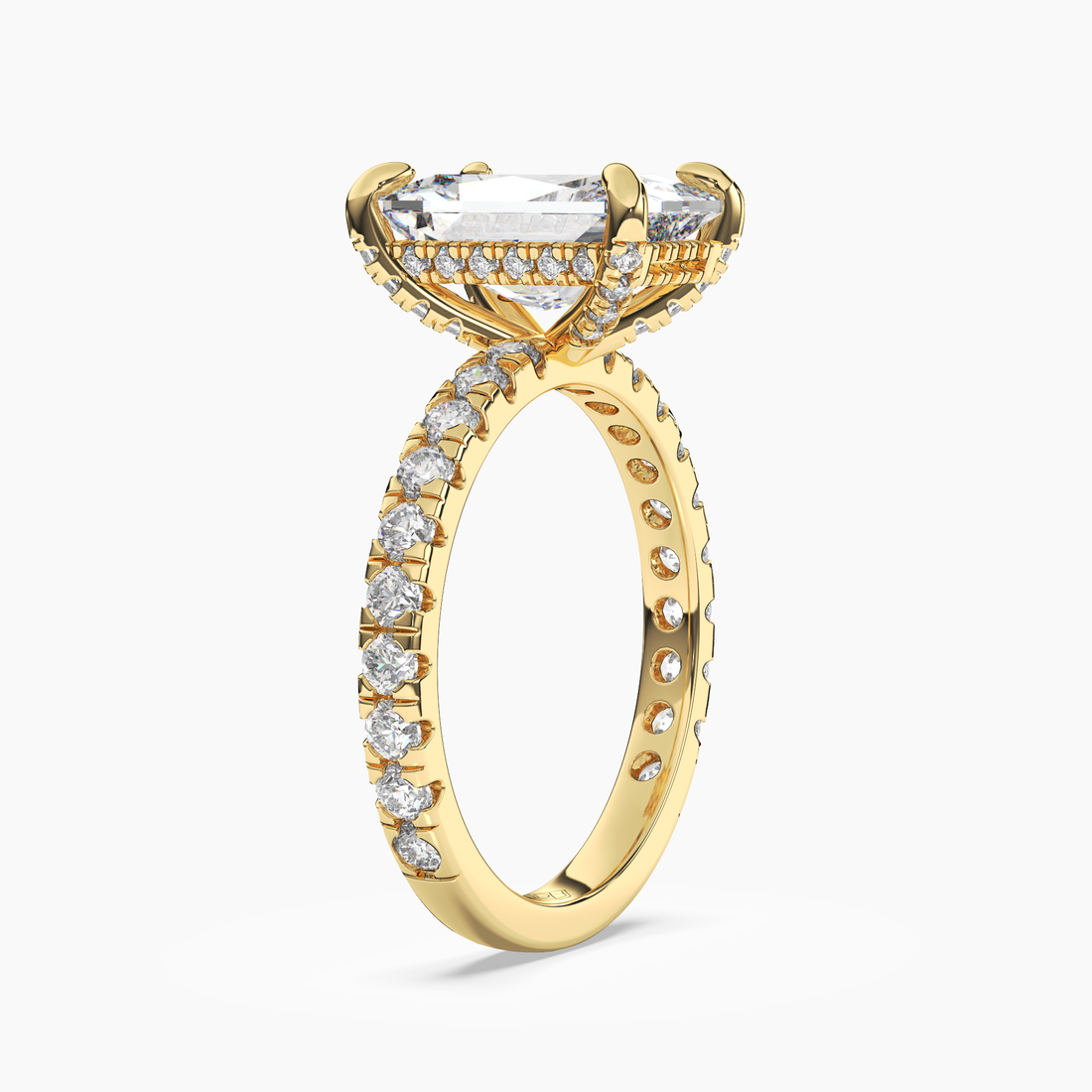 Breeze Radiant Hidden Halo 3 Carat Lab Grown Diamond Engagement Ring in 18K Yellow Gold