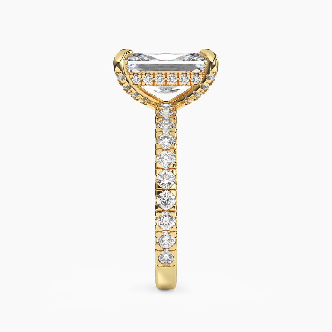 Breeze Radiant Hidden Halo 2.5 Carat Lab Grown Diamond Engagement Ring in 18K Yellow Gold