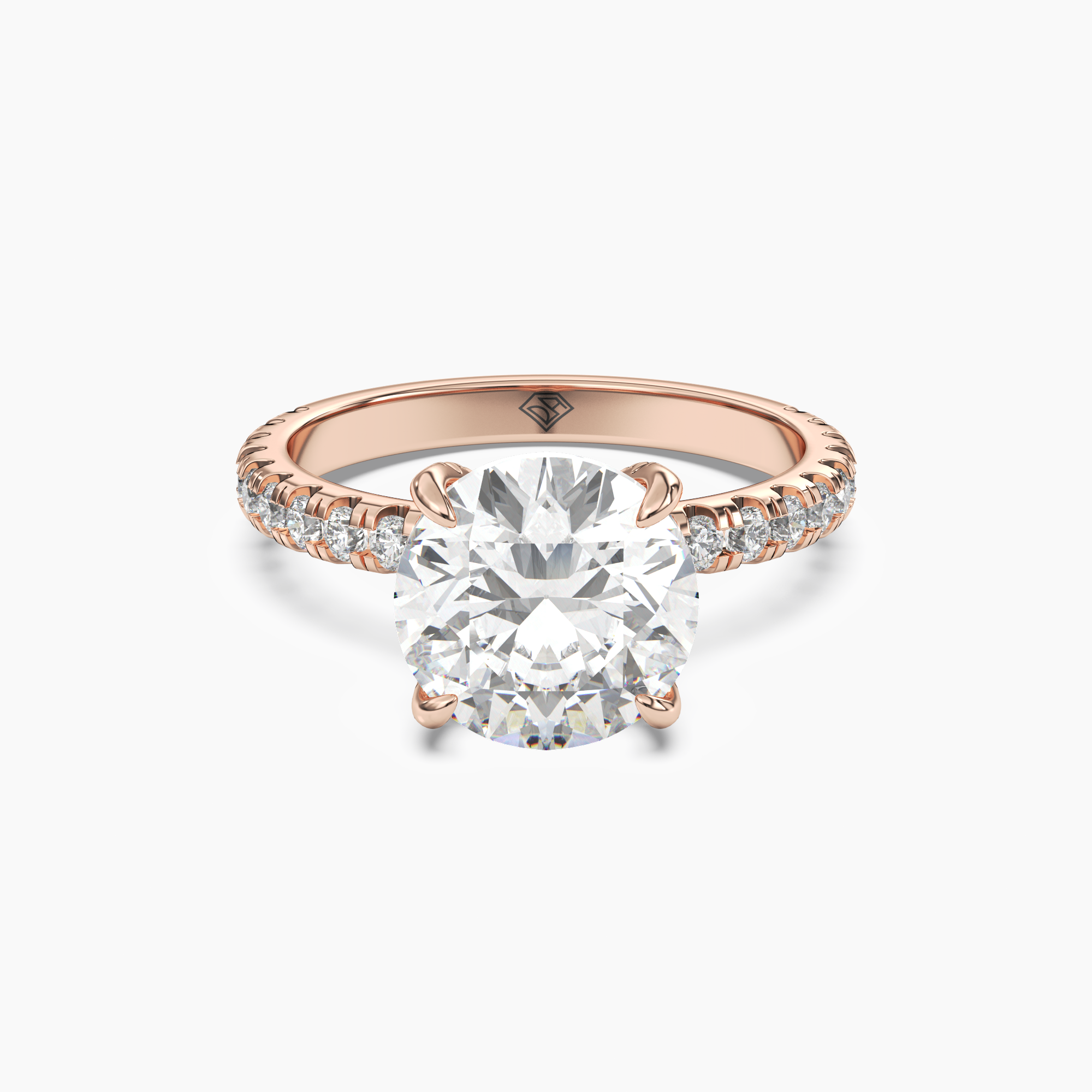 Breeze Round Hidden Halo Diamond Ring Setting in 14K Yellow Gold